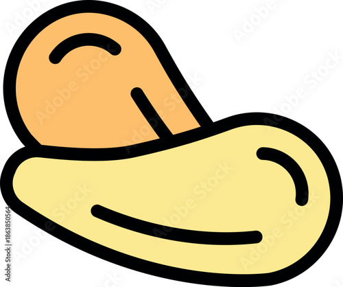 Close up of a cashew nut, highlighting its smooth texture and characteristic shape, suggesting a healthy and nutritious snack