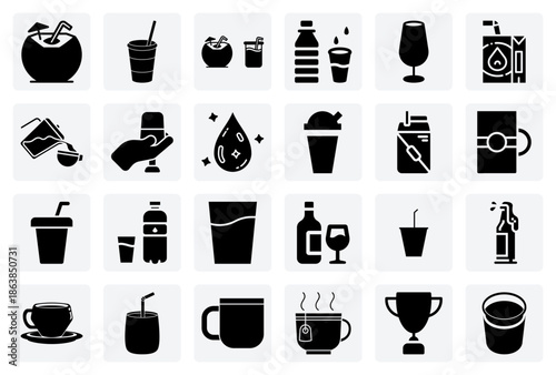 Beverage Product Illustrations – From Luxury Drinking Glasses To Simple Mugs And Juice Boxes For Packaging Or Menus