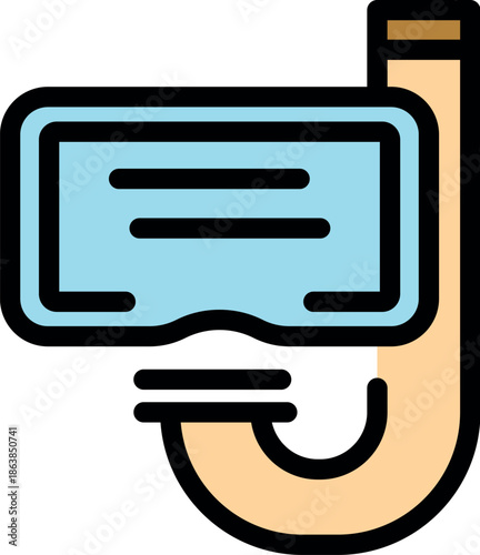 Simple icon of a diving mask and snorkel tube, ideal for representing underwater exploration, snorkeling, and scuba diving