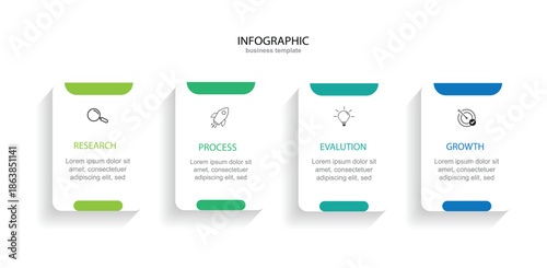  Business infographic template. 4 Infographic elements, technology, education, modern vector illustration.