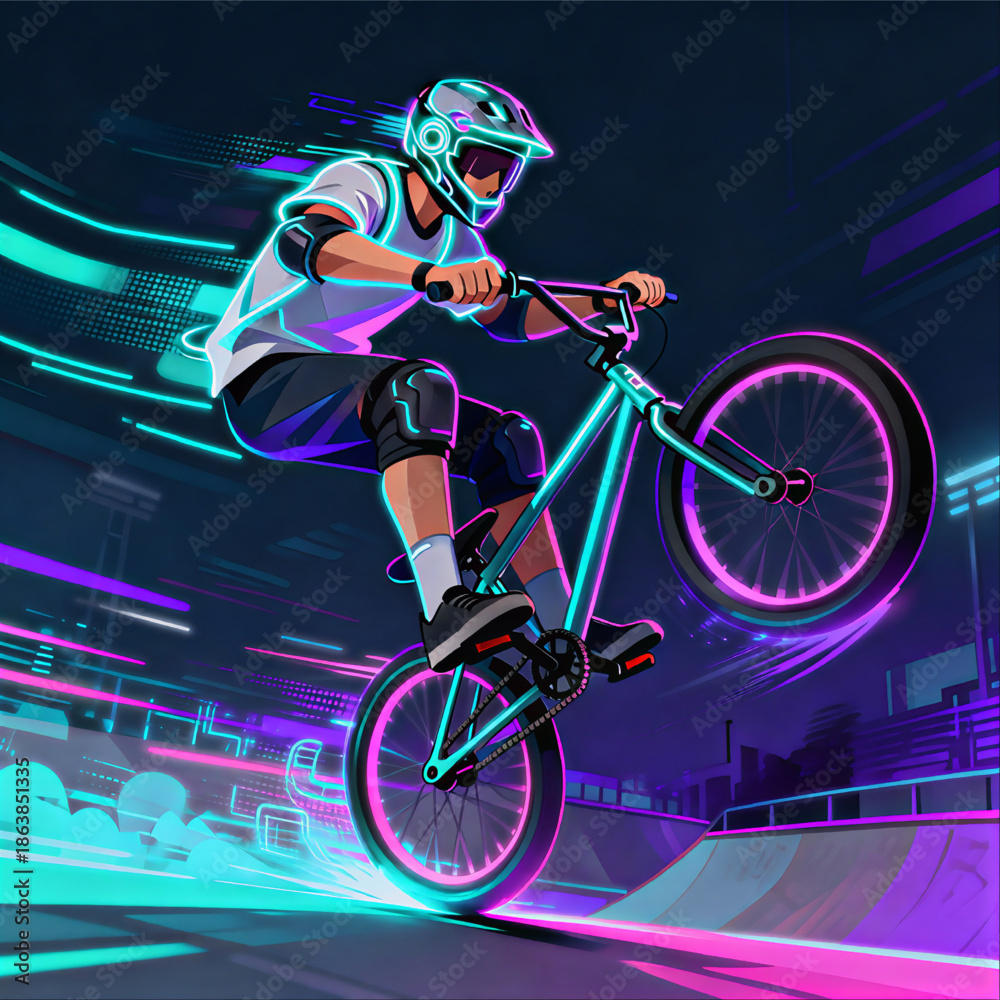 Fototapeta premium Cyber Futuristic Action Extreme Sport BMX – Sports Vector