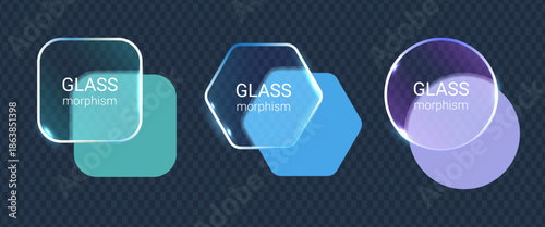 Colorful Glassmorphism Interface Shapes Modern UI Set