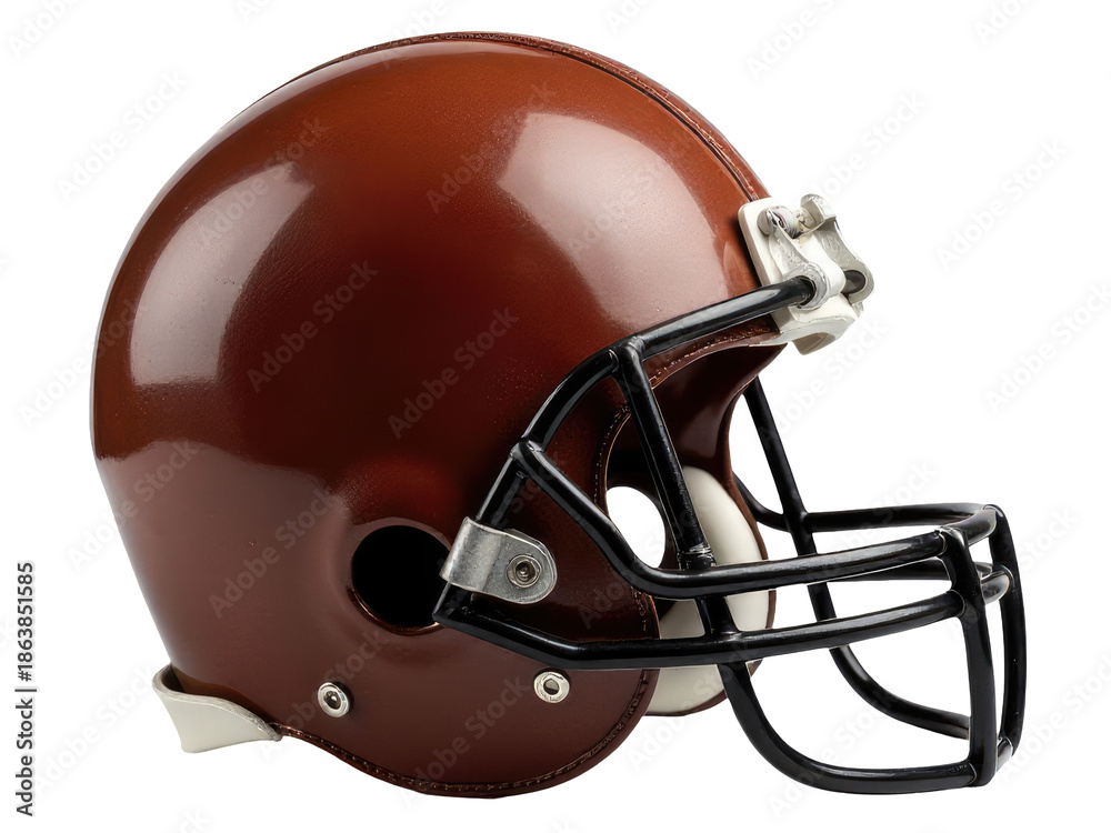 Fototapeta premium A football helmet on a plain white background, ideal for sports-related projects or designs