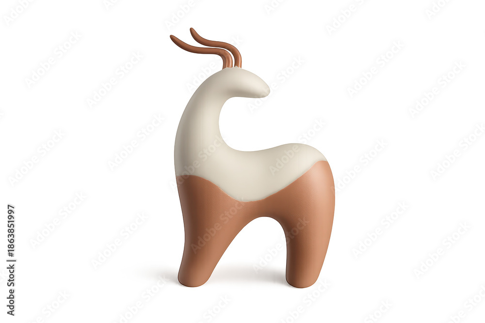 Obraz premium Stylized antelope figurine with transparent background, 3D render