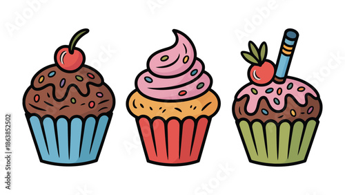 Cupcake Delight: An array of delightful cupcakes beckon with their colorful frosting and tempting toppings, perfect for adding a touch of sweetness to any occasion.