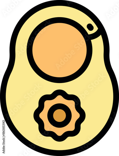 Yellow baby bib with flower protecting clothes while eating