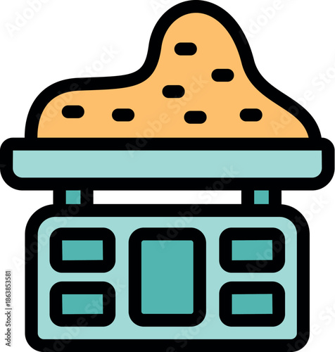 Kitchen scale displaying weight of flour, perfect for precise baking and cooking measurements