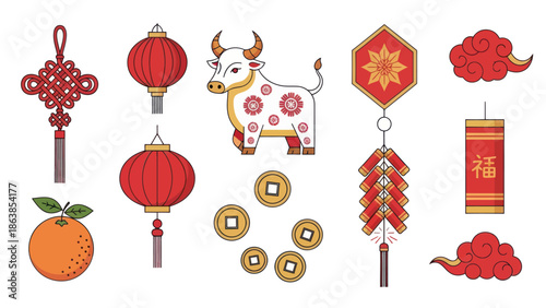 Chinese New Year Cow Decorations.