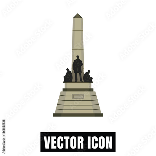 Rizal Monument Manila Philippines, National Hero Statue, Historical Landmark Vector Illustration