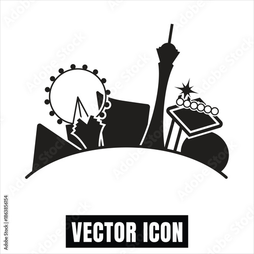 Las Vegas Skyline Silhouette Vector Illustration: Iconic Landmarks in Flat Design