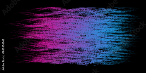 Vector wave lines flowing dynamic in purple violet blue green colors isolated on black background for concept of AI technology, music, sound, voice