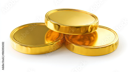 Elegant 3D Render of Realistic Metallic Treasure Coins Stacked Together