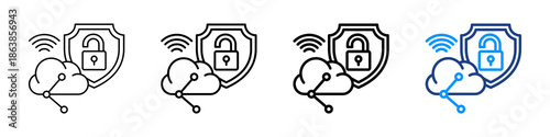 Secure Transmission Icon Different Style Outline Collection Set.
