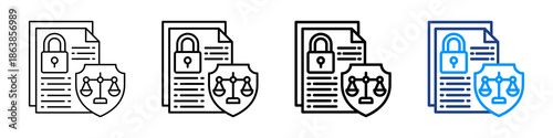 Data Protection Law Icon Different Style Outline Collection Set.
