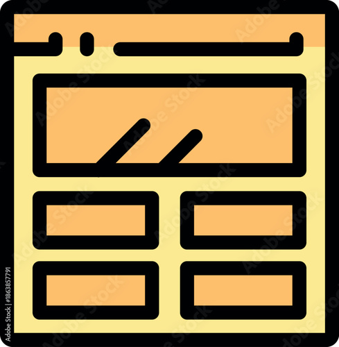Simple website layout with navigation bar and content blocks, ideal for web design and development projects