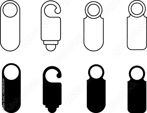 Door hanger icon set collection. Minimalist hotel room service signs