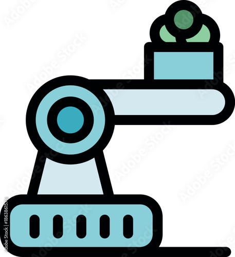 Modern robotic arm lifting green material, symbolizing automation, efficiency, and advanced manufacturing processes in industry 4.0