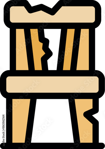 Old broken chair symbolizing poverty, hardship, and lack of essential resources