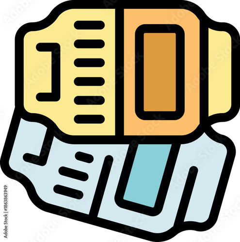 Colorful overlapping airline tickets symbolizing travel arrangements and flight reservations