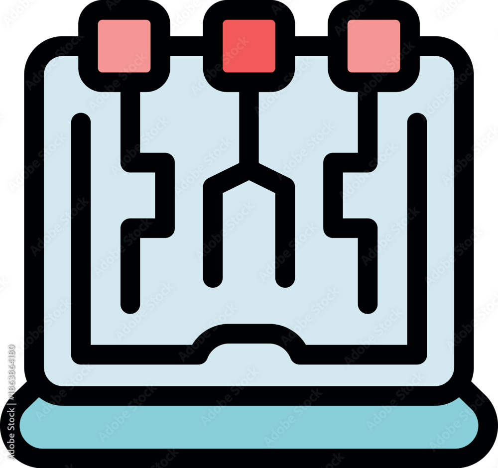 Obraz premium Laptop displaying algorithm with three entry points, symbolizing complex computational process