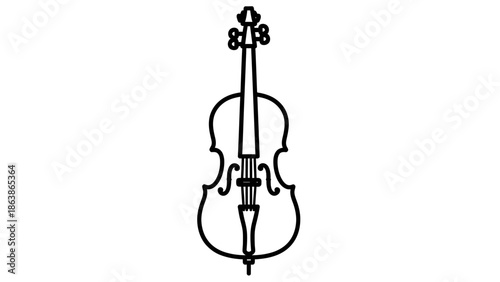 Cello musical instrument line icon, classical string instrument outline vector illustration.