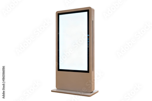 Vertical Digital Signage Totem Mockup with Blank White Screen Isolated on transparent Background, high quality
