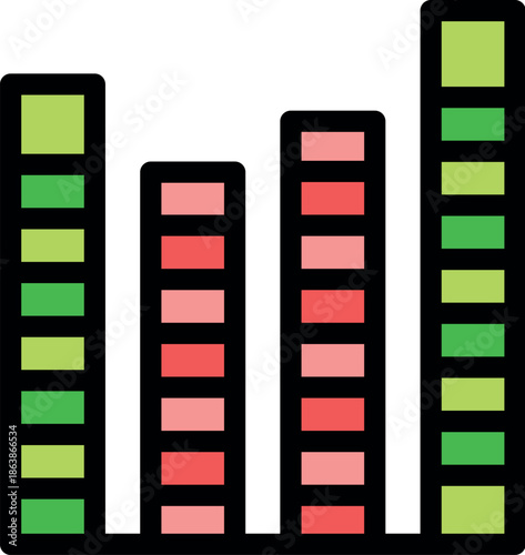 Bar graph icon representing growth, progress, and positive business trends