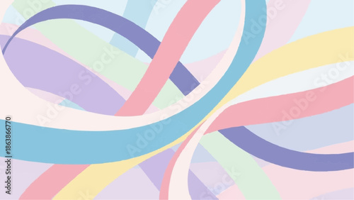 Graceful, flowing pastel colored ribbons intertwine beautifully to form an elegant abstract background.