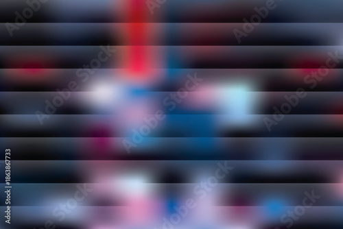 An abstract digital background with soft blurred gradients in dark blue, red, and light cyan tones, layered with horizontal bands that create a modern, futuristic, and cinematic visual atmosphere.