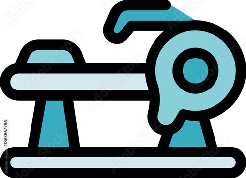 Gym rowing machine stimulating workout training body building exercising equipment fitness icon