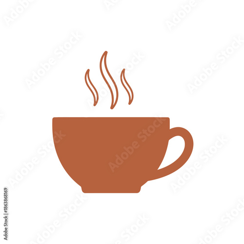 Steaming Coffee Cup Icon Silhouette, Warm Beverage, Morning Drink, Cafe, Hot Chocolate