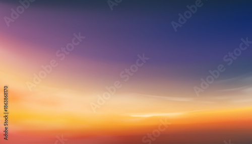 Sunset Sky,Cloud Background,Sunrise by Beach with Orange,Pink,Blue.Nature Landscape Dramatic Golden Hour with twilight Sky in Evening after Sun Dawn,Vector Horizon Banner Sunlight in Autumn,Winter
