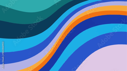 A serene abstract background features smoothly flowing, parallel wavy stripes in a harmonious color palette.