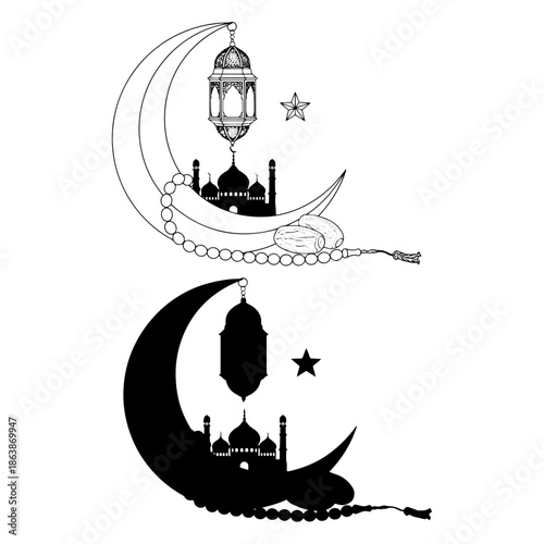 MOON, MOSQUE, ISLAMIC LIGHT, SILHOUETTE PACK