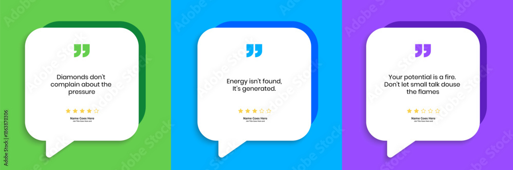 Fototapeta premium Creative Testimonial Editable Vector template, Quote template, Empty speech bubbles, What our Clients Say, Review, Feedback, Infographic Template, Label, editable text box design, recommendation note