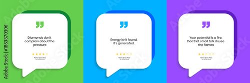 Creative Testimonial Editable Vector template, Quote template, Empty speech bubbles, What our Clients Say, Review, Feedback, Infographic Template, Label, editable text box design, recommendation note