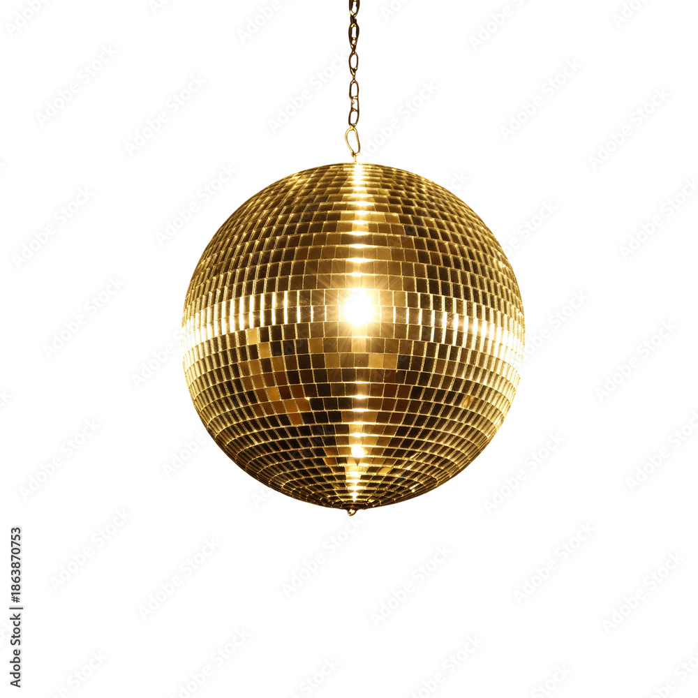 Fototapeta premium Shiny Gold Mirror Disco Ball Reflecting Light