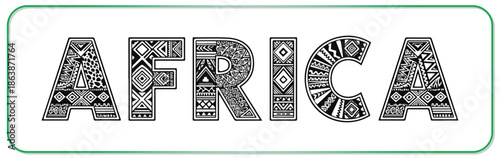Vibrant African tribal pattern typography with decorative lettering