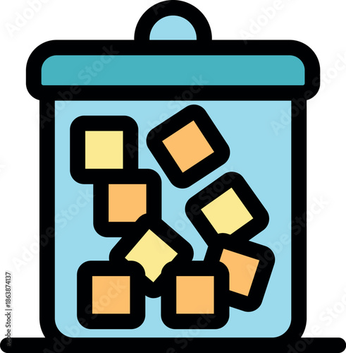 Icon of a bin with orange and yellow cubes inside