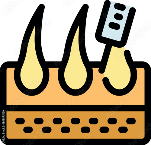 Illustration of hair follicles with a treatment tool