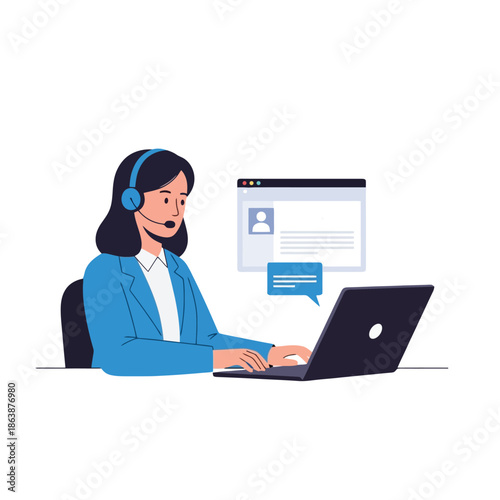 Friendly customer service representative helping clients online now