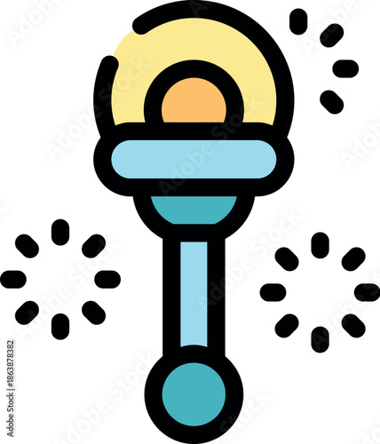 Colorful baby rattle making soothing sounds, perfect for calming and entertaining a happy infant