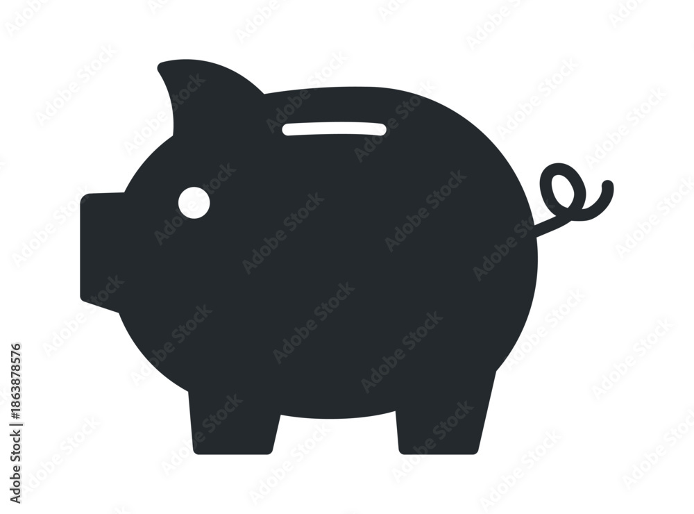 Fototapeta premium A simple black silhouette of a piggy bank, symbolizing savings and financial planning.