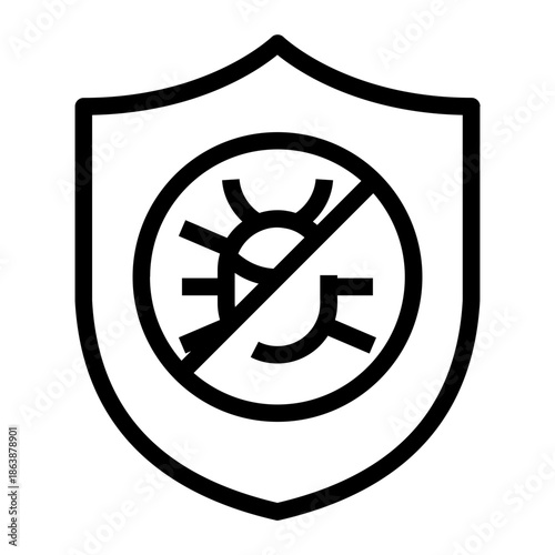 Line icon of antivirus shield protecting from bugs