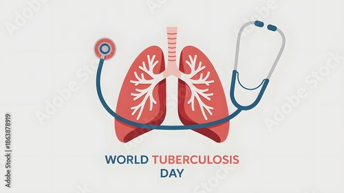 World Tuberculosis Day Vector Illustration with Lungs and Stethoscope Medical Concept