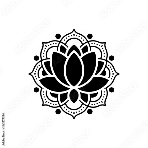 Lotus mandala icon on White Background Vector Art Illustration on white background.