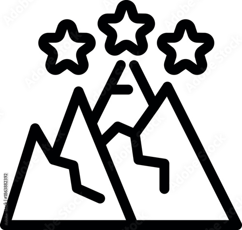 Minimalist vector illustration representing the concept of achieving goals, reaching for the stars, and overcoming challenges to succeed