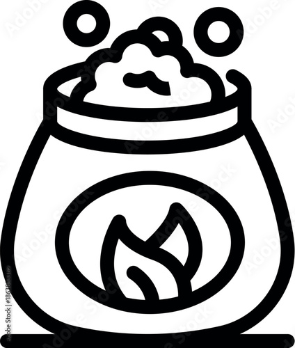 Biofuel production process visualized with a jar, emitting bubbles and containing a fire symbol, representing sustainable energy generation