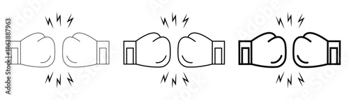 Boxing gloves line icon set. Sports equipment, fitness, challenge and thin boxing gloves. Vector illustration.