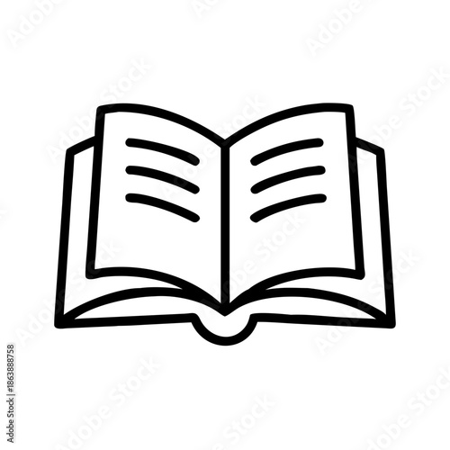 Open book with blank pages in minimal black and white design  